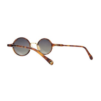 H10413(1) Unisex Spring Hinge tortoiseshell with gold accents Hybrid Full Rim Round Vintage Sunglasses Eyewear