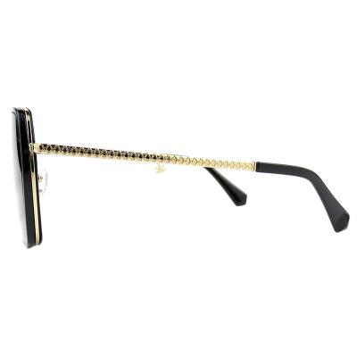 H10391(1) Women's Lightweight black with gold accents Hybrid Full Rim Geometric Luxury Sunglasses Eyewear