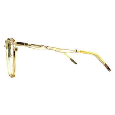 H10393(1) Unisex Lightweight gold Hybrid Full Rim Round Vintage Sunglasses Eyewear
