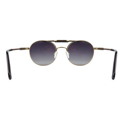 H10403(1) Unisex Durable black and gold Hybrid Full Rim Round Modern Sunglasses Eyewear