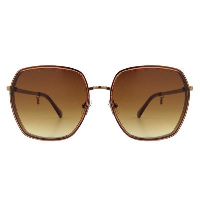 H10391(2) Women's Premium Quality black with gold accents Hybrid Full Rim Geometric Luxury Sunglasses Eyewear