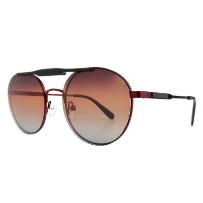 H10403(2) Unisex Polarized black and gold Hybrid Full Rim Round Modern Sunglasses Eyewear
