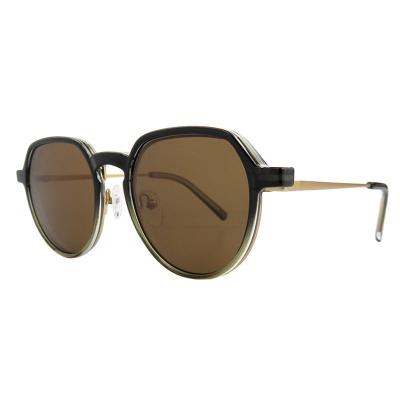 H10400(2) Unisex Spring Hinge burgundy gradient Hybrid Full Rim Geometric Modern Sunglasses Eyewear