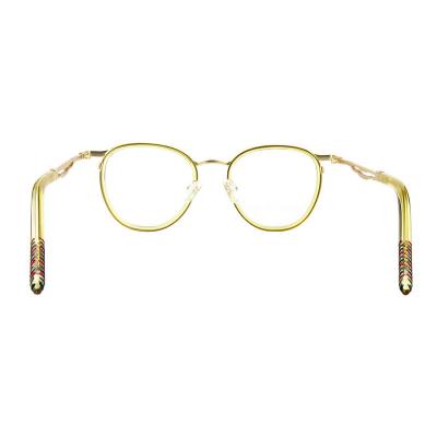 H10393(1) Unisex Lightweight gold Hybrid Full Rim Round Vintage Sunglasses Eyewear
