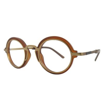 H10397(2) Unisex Hand Polished clear/silver/dark gray Hybrid Full Rim Round Modern Sunglasses Eyewear