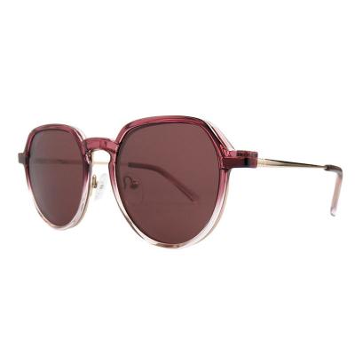 H10400(1) Unisex Polarized burgundy gradient Hybrid Full Rim Geometric Modern Sunglasses Eyewear