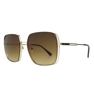 H10406(1) Women's Polarized gold Hybrid Full Rim Square Luxury Sunglasses Eyewear