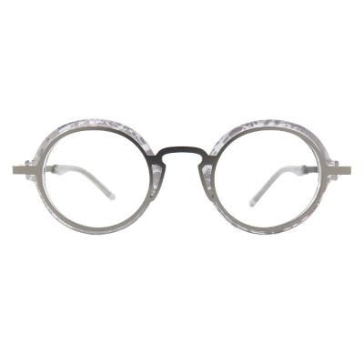 H10397(1) Unisex Premium Quality clear/silver/dark gray Hybrid Full Rim Round Modern Sunglasses Eyewear
