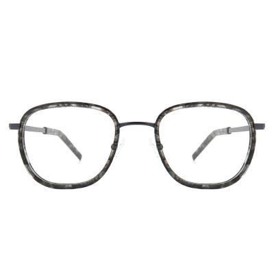 H10395(1) Unisex Spring Hinge gray marbled Hybrid Full Rim Geometric Modern Sunglasses Eyewear