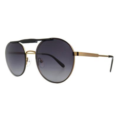 H10403(1) Unisex Durable black and gold Hybrid Full Rim Round Modern Sunglasses Eyewear