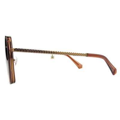 H10391(2) Women's Premium Quality black with gold accents Hybrid Full Rim Geometric Luxury Sunglasses Eyewear