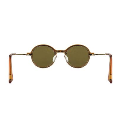 H10402(1) Unisex Hand Polished caramel brown Hybrid Full Rim Round Modern Sunglasses Eyewear