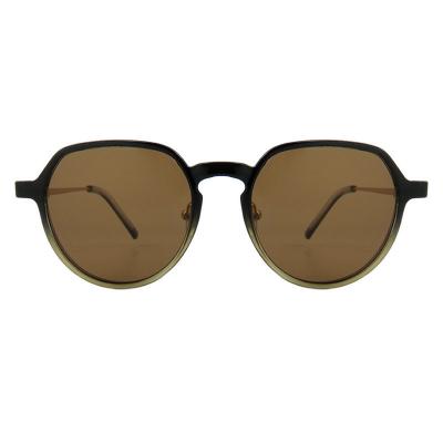 H10400(2) Unisex Spring Hinge burgundy gradient Hybrid Full Rim Geometric Modern Sunglasses Eyewear