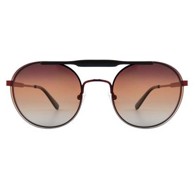 H10403(2) Unisex Polarized black and gold Hybrid Full Rim Round Modern Sunglasses Eyewear