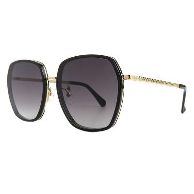 H10391(1) Women's Lightweight black with gold accents Hybrid Full Rim Geometric Luxury Sunglasses Eyewear