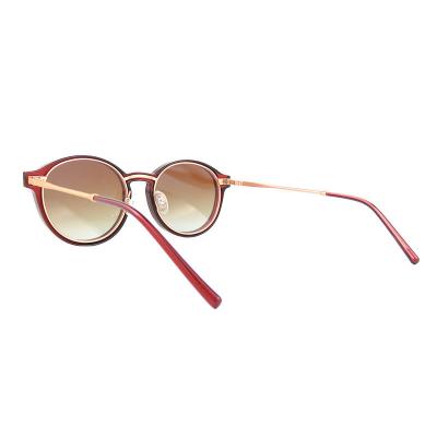 H10399(1) Unisex Lightweight burgundy Hybrid Full Rim Round Vintage Sunglasses Eyewear