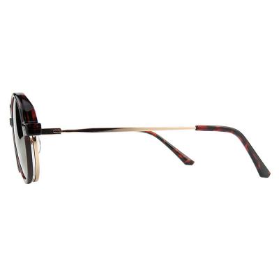 H10402(2) Unisex Spring Hinge caramel brown Hybrid Full Rim Round Modern Sunglasses Eyewear