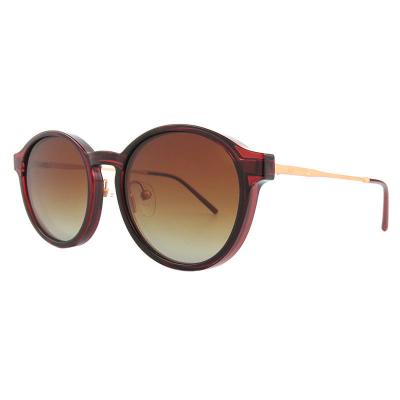 H10399(1) Unisex Lightweight burgundy Hybrid Full Rim Round Vintage Sunglasses Eyewear