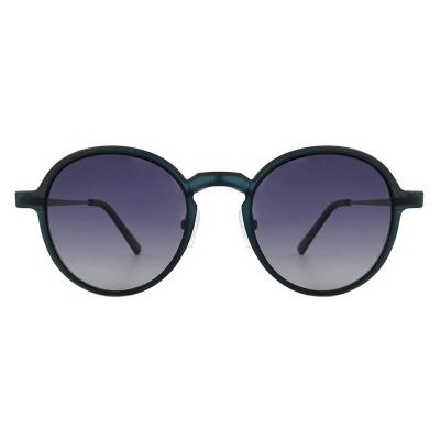 H10394(1) Unisex Lightweight dark green/teal Hybrid Full Rim Round Modern Sunglasses Eyewear