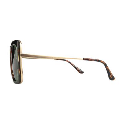 H10414(1) Women's Polarized tortoiseshell Hybrid Full Rim Square Vintage Sunglasses Eyewear
