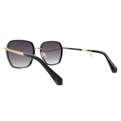 H10391(1) Women's Lightweight black with gold accents Hybrid Full Rim Geometric Luxury Sunglasses Eyewear
