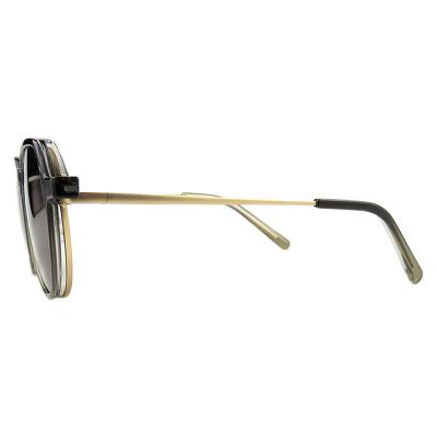 H10400(2) Unisex Spring Hinge burgundy gradient Hybrid Full Rim Geometric Modern Sunglasses Eyewear
