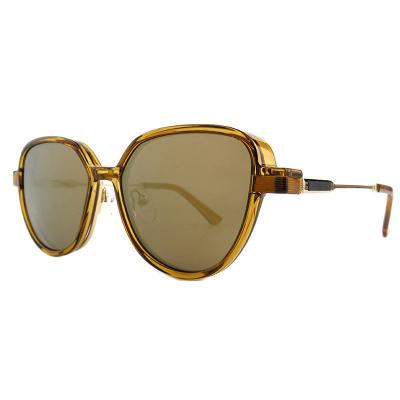 H10398(1) Unisex Durable amber/honey brown Hybrid Full Rim Round Vintage Sunglasses Eyewear