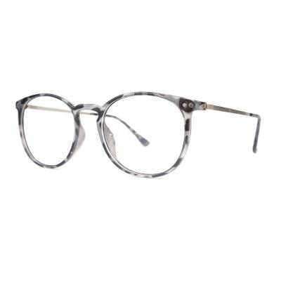 H20248(1) Unisex Polarized gray tortoiseshell Hybrid Full Rim Round Modern Sunglasses Eyewear