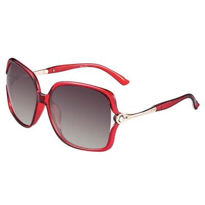 H8307 Women's Scratch Resistant red Hybrid Full Rim Square Luxury Sunglasses Eyewear