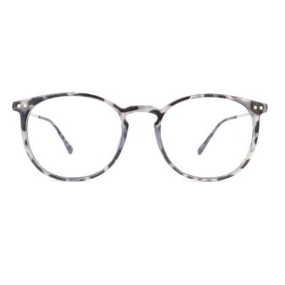 H20248(1) Unisex Polarized gray tortoiseshell Hybrid Full Rim Round Modern Sunglasses Eyewear
