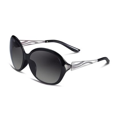 H8229 Women's Hand Polished black Hybrid Full Rim Oval Modern Sunglasses Eyewear