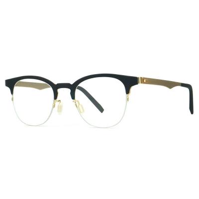 H20230 Unisex Hand Polished black Hybrid Semi Rimless Oval Vintage Sunglasses Eyewear