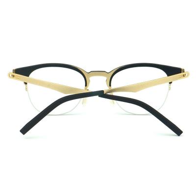 H20230 Unisex Hand Polished black Hybrid Semi Rimless Oval Vintage Sunglasses Eyewear