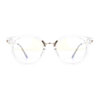 H20252(1) Unisex UV400 Protection clear / crystal transparent Hybrid Full Rim Round Modern Sunglasses Eyewear