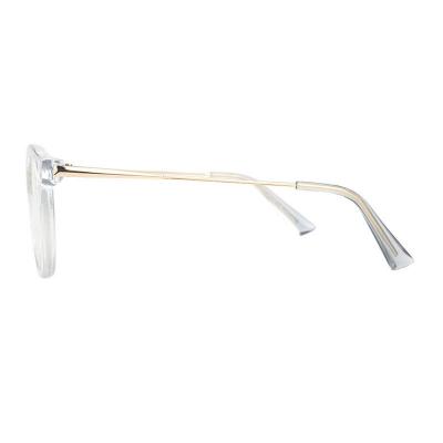 H20252(1) Unisex UV400 Protection clear / crystal transparent Hybrid Full Rim Round Modern Sunglasses Eyewear