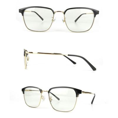H20233 Unisex Hand Polished black Hybrid Semi Rimless Square Vintage Sunglasses Eyewear