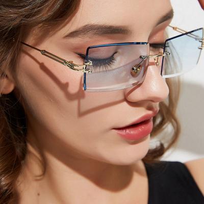 H743 Women's Durable gold Hybrid Semi Rimless Fashion Luxury Sunglasses Eyewear