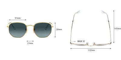 M10692 gold geometric metal sunglasses