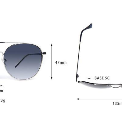 M10741 silver aviator metal sunglasses