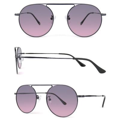 M10760 gray round metal sunglasses
