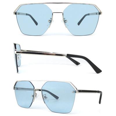 M10759 silver geometric metal sunglasses
