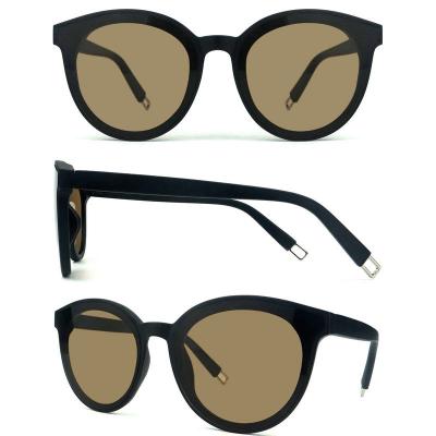 P10372 black round pc/tr90 sunglasses
