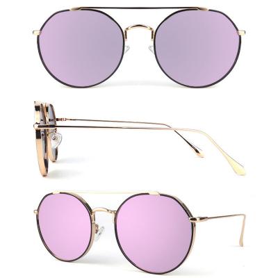 M10762 gold round metal sunglasses