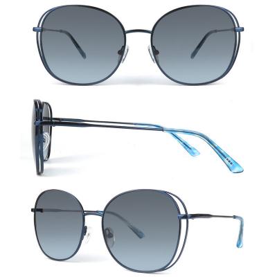 M10813 navy blue round metal sunglasses