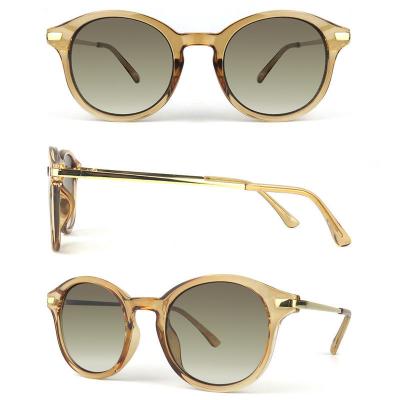 M10823 crystal amber panto round metal sunglasses