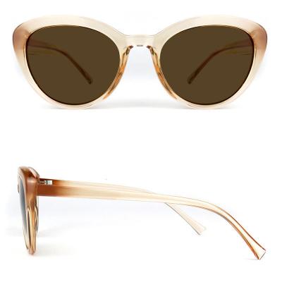 P10664 crystal amber cat eye pc/tr90 sunglasses