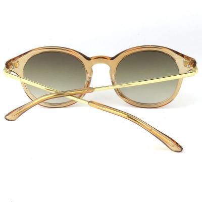 M10823 crystal amber panto round metal sunglasses