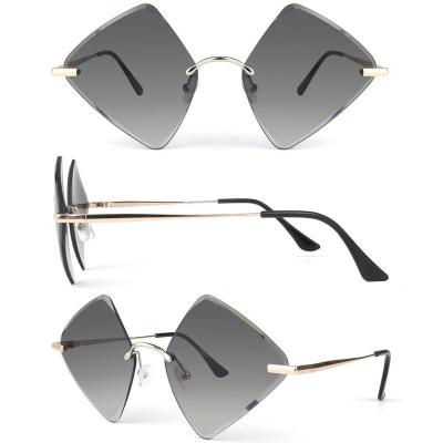 M10826 gold geometric metal sunglasses