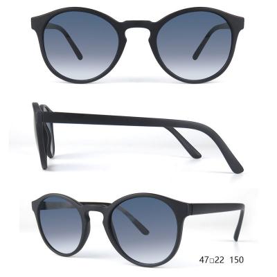 P10625 black round pc/tr90 sunglasses