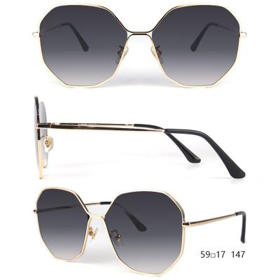 M10835 gold geometric metal sunglasses